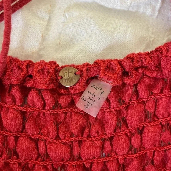 Free People Adela red orange lace boho mini dress - Picture 7 of 10